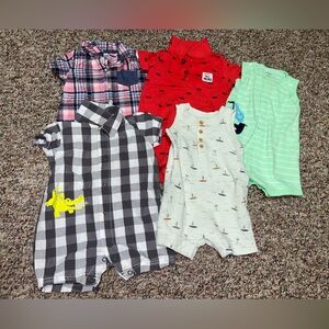 Boys, girls Assorted Baby Rompers, Lot of 5, 6 month outfits